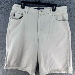 Vtg 90s GUESS Mens Jean Shorts 36 Cream Hip Hop Y2K Jorts Triangle Logo USA Made